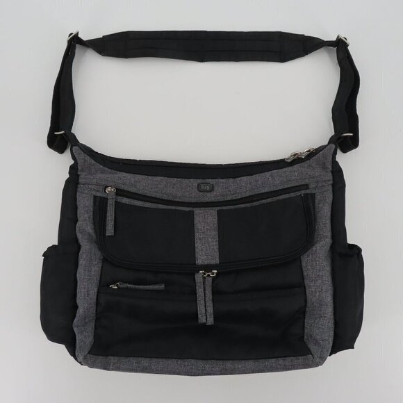 LUG Hula Hoop Black Gray Carry All Messenger Diaper Bag Stroller Straps Pockets - Picture 15 of 15